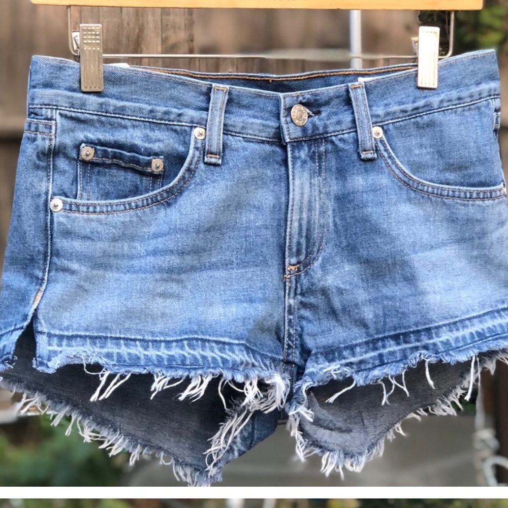Rag & Bone distressed raw hem mid shorts